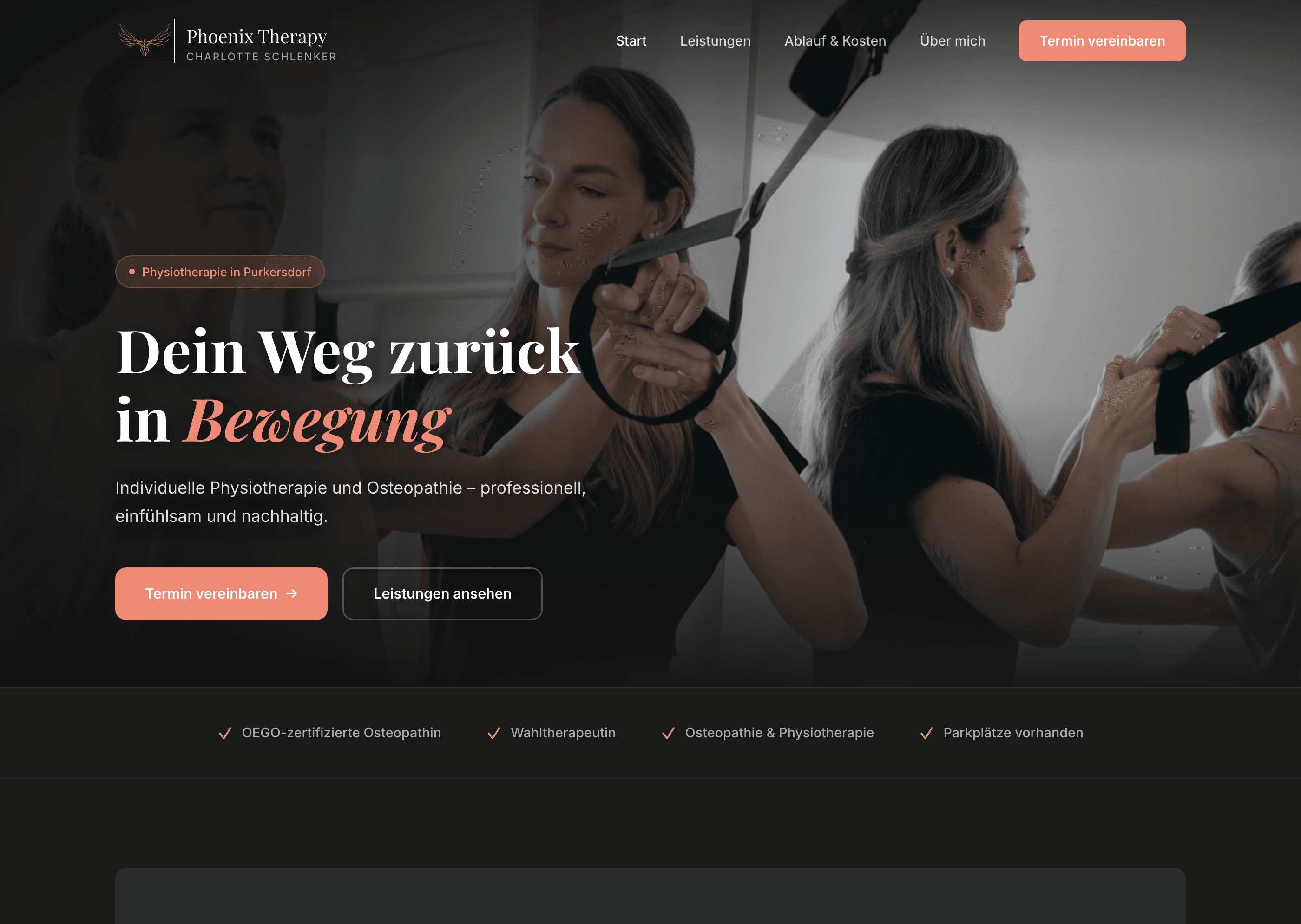Phoenix Therapy — Startseite: Klare Positionierung, direkter Weg zum Termin